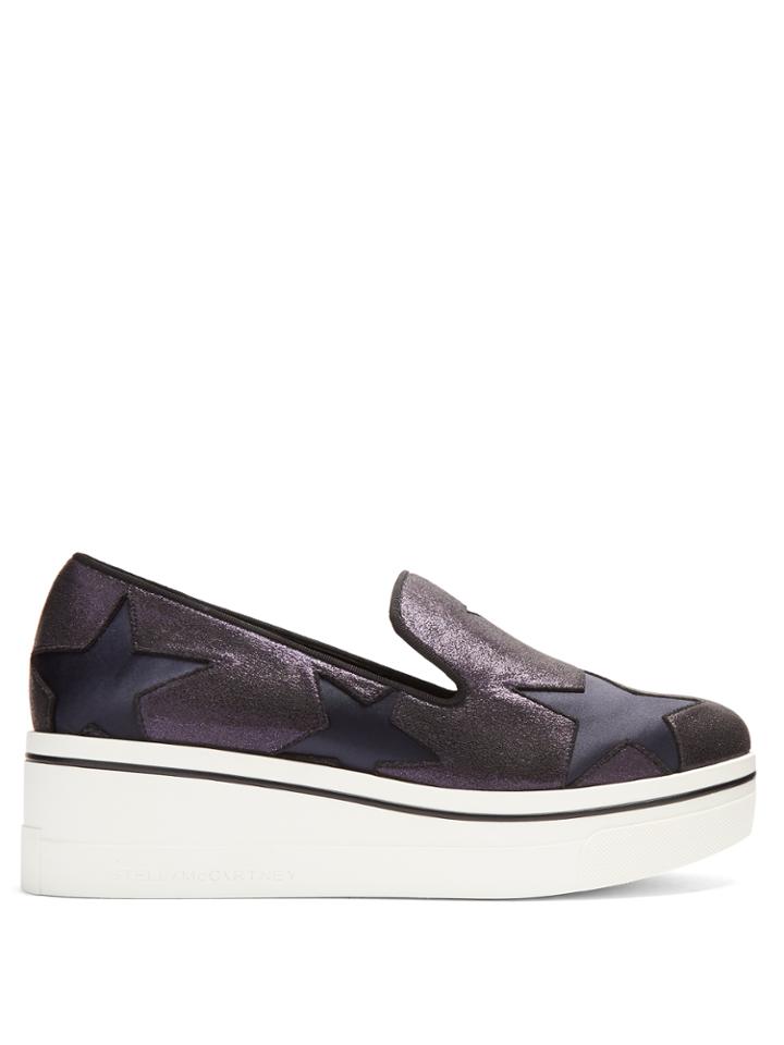 Stella Mccartney Binx Glitter-effect Flatform Loafers