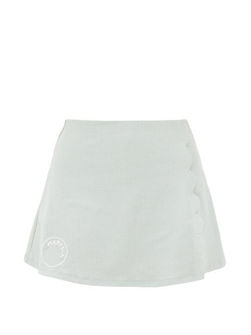 Marysia Sport - Steffi Scalloped-edge Skort - Womens - Light Blue / Grey