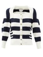 Matchesfashion.com Alexander Mcqueen - Square-neck Striped Wool-blend Cardigan - Womens - White Multi