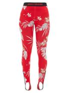 Matchesfashion.com Paco Rabanne - Logo-jacquard Hawaiian-print Stirrup Leggings - Womens - Red Print