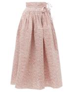 Matchesfashion.com Horror Vacui - Annabella Pintucked Floral-print Cotton Skirt - Womens - White Multi