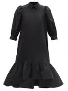 Matchesfashion.com Noir Kei Ninomiya - Quilted-hem Cotton-poplin Midi Dress - Womens - Black