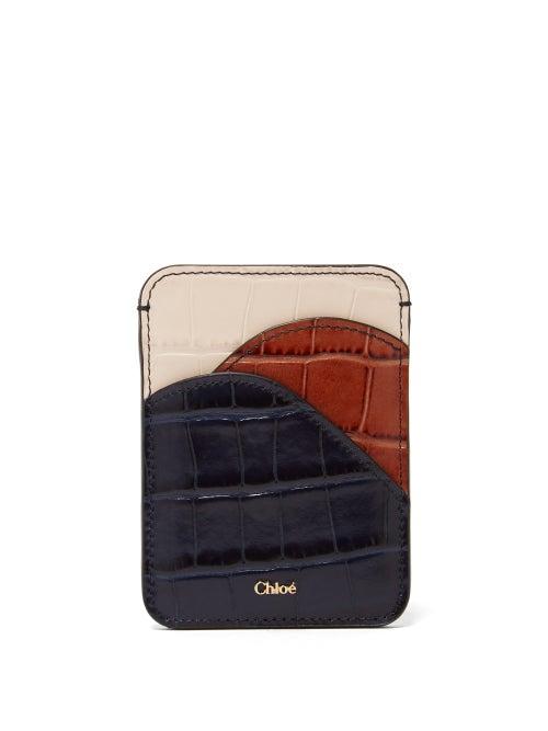 Matchesfashion.com Chlo - Walden Crocodile Embossed Leather Cardholder - Womens - Blue Multi