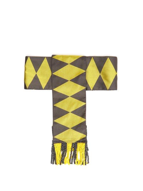 Matchesfashion.com Etro - Fringed Geometric Jacquard Silk Belt - Womens - Yellow