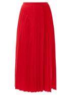 Ladies Rtw Valentino - Pleated Cotton-blend Micro-faille Skirt - Womens - Red