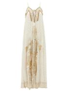 Matchesfashion.com Camilla - The Queen Lace-up Embroidered Silk Dress - Womens - White Gold