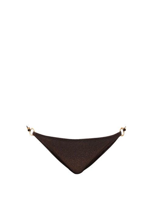 Matchesfashion.com Heidi Klein - Solta Low-rise Metallic Bikini Briefs - Womens - Brown