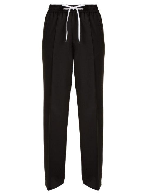 Matchesfashion.com Miu Miu - Side Stripe Wool And Mohair Blend Track Pants - Womens - Black