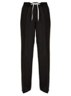 Matchesfashion.com Miu Miu - Side Stripe Wool And Mohair Blend Track Pants - Womens - Black
