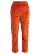 Isa Arfen Slim-leg Crushed-velvet Cotton-blend Trousers