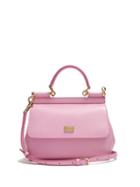 Matchesfashion.com Dolce & Gabbana - Sicily Small Dauphine Leather Bag - Womens - Light Pink