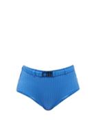Matchesfashion.com Solid & Striped - The Ginger High-rise Ribbed Bikini Briefs - Womens - Blue