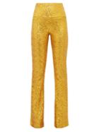 Matchesfashion.com Norma Kamali - High Rise Sequinned Kick Flare Trousers - Womens - Gold