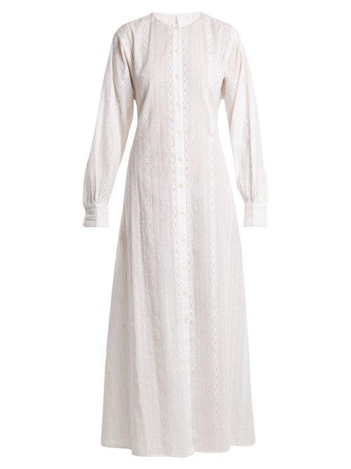 Matchesfashion.com Merlette - Kir Round Neck Eyelet Lace Cotton Dress - Womens - White