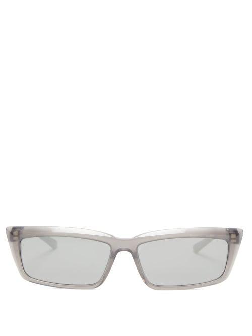 Matchesfashion.com Balenciaga - Mirrored Rectangular Acetate Sunglasses - Mens - Grey