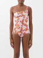 Borgo De Nor - X Talia Collins One-shoulder Floral-print Swimsuit - Womens - Pink Print