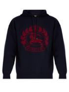 Matchesfashion.com Burberry - Logo Intarsia Hooded Wool Blend Sweatshirt - Mens - Navy