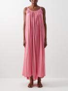 Loup Charmant - Gather Nova Organic-cotton Dress - Womens - Bright Pink