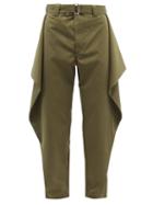 Jw Anderson - Draped-panel Twill Wide-leg Trousers - Mens - Khaki