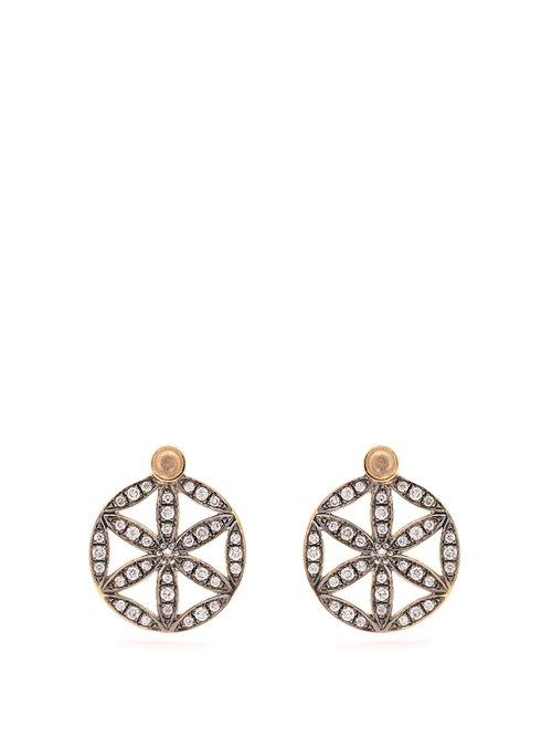 Matchesfashion.com Noor Fares - Diamond, Moonstone & Yellow Gold Earrings - Womens - Yellow Gold