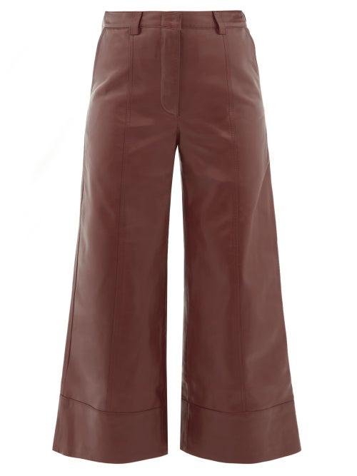 Matchesfashion.com Dodo Bar Or - Magen Leather Wide Leg Trousers - Womens - Burgundy