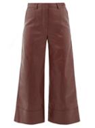 Matchesfashion.com Dodo Bar Or - Magen Leather Wide Leg Trousers - Womens - Burgundy