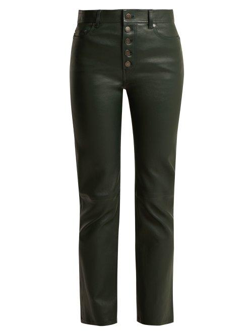 Matchesfashion.com Joseph - Den Cropped Leather Trousers - Womens - Green