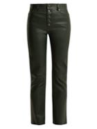 Matchesfashion.com Joseph - Den Cropped Leather Trousers - Womens - Green