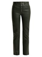 Matchesfashion.com Joseph - Den Cropped Leather Trousers - Womens - Green