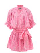Juliet Dunn - Scalloped Floral-print Cotton-voile Dress - Womens - Pink
