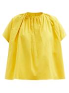 Toogood - The Poet Gathered Cotton-poplin Top - Womens - Yellow