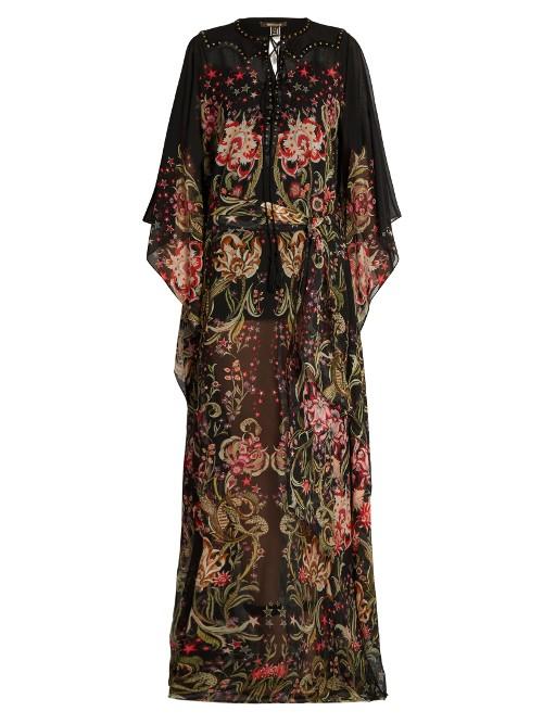 Roberto Cavalli Galaxy Garden-print Silk-georgette Gown