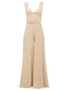 Matchesfashion.com Emilia Wickstead - Rosabel Sweetheart-neckline Cloqu Jumpsuit - Womens - Beige