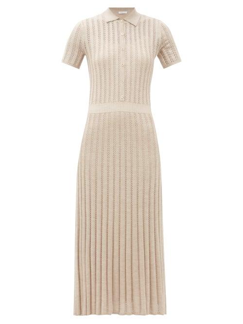 Matchesfashion.com Gabriela Hearst - Elvis Rib-knitted Cashmere-blend Midi Dress - Womens - Beige