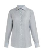 Matchesfashion.com Giuliva Heritage Collection - The Elvira Striped Wool Shirt - Womens - Blue Multi