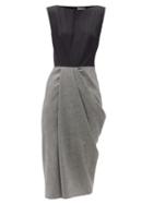 Matchesfashion.com Alexander Mcqueen - Pinstripe And Checked Wool-blend Midi Dress - Womens - Grey Multi