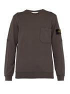 Matchesfashion.com Stone Island - Patch Pocket Logo Sleeve Cotton Sweatshirt - Mens - Brown