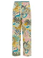 Matchesfashion.com Le Sirenuse, Positano - Stephan Psycho-print Cotton Wide-leg Trousers - Womens - Yellow Print