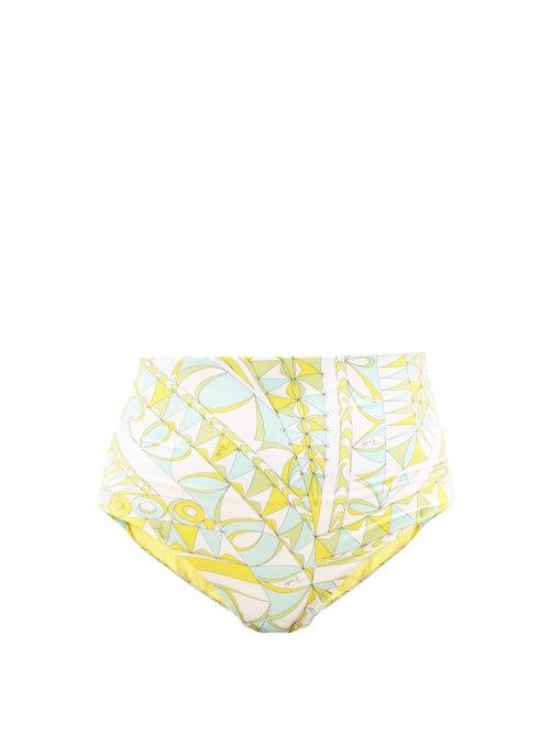 Emilio Pucci - Giallo-print High-rise Bikini Briefs - Womens - Green Print