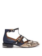 Matchesfashion.com Toga - Studded Suede And Leather Flats - Womens - White Multi