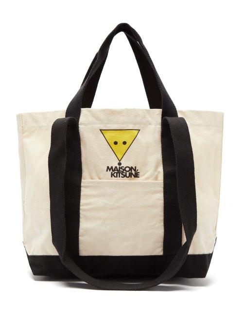 Matchesfashion.com Maison Kitsun - Triangle Fox Print Cotton Canvas Tote Bag - Mens - Multi