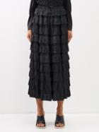 Ulla Johnson - Mari Pliss Satin Midi Skirt - Womens - Black