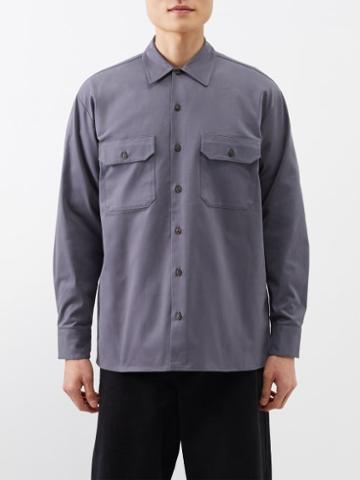 Ghiaia Cashmere - Flap-pocket Cotton-twill Shirt - Mens - Dark Grey