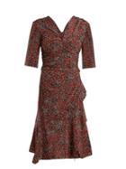 Matchesfashion.com Isabel Marant - Brodie Ruched Floral Print Stretch Silk Dress - Womens - Burgundy Print