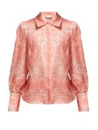 Matchesfashion.com Zimmermann - Heathers Bandana Print Linen Shirt - Womens - Pink Print