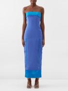 Christopher John Rogers - Colour-block Layered Silk-faille Gown - Womens - Blue