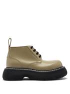 Matchesfashion.com Bottega Veneta - The Bounce Ridged-sole Leather Boots - Womens - Khaki
