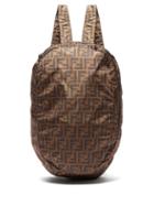 Matchesfashion.com Fendi - Ff Leather Bag Charm & Fold Away Backpack - Womens - Black Brown