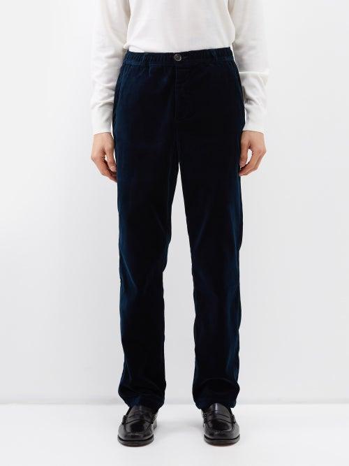 Oliver Spencer - Drawstring Velvet Suit Trousers - Mens - Navy