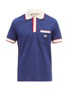 Gucci - Gg-logo Cotton-blend Piqu Polo Shirt - Mens - Navy